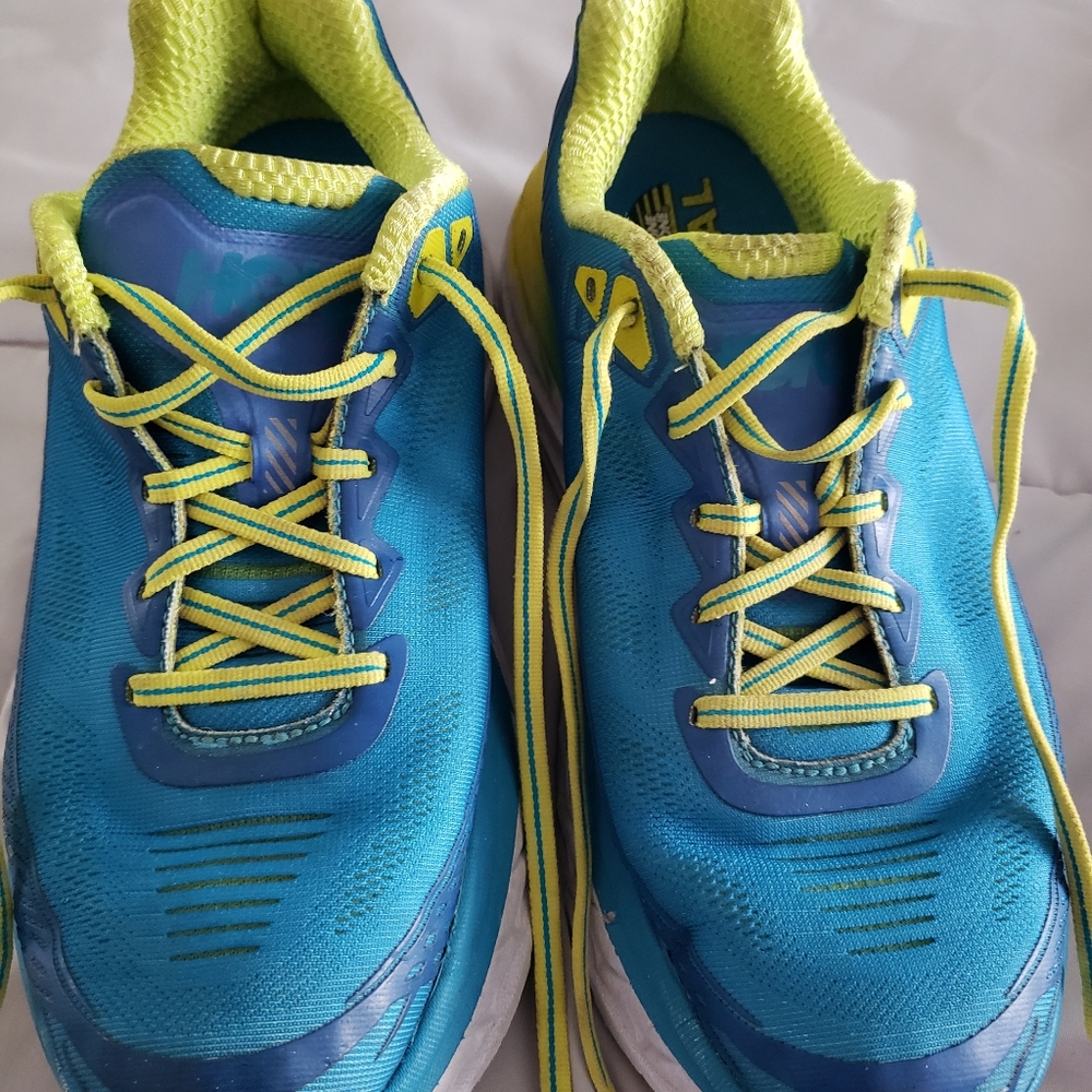 Hoka One One Blue and Lime Running Shoes